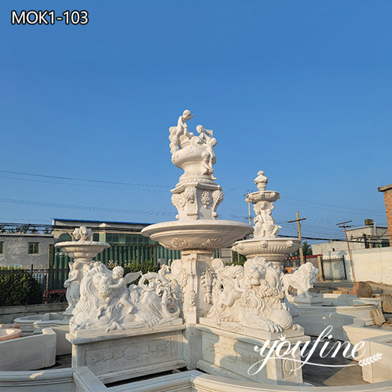 Extra Large White Marble Lion Fountain for Outdoor MOK1-103