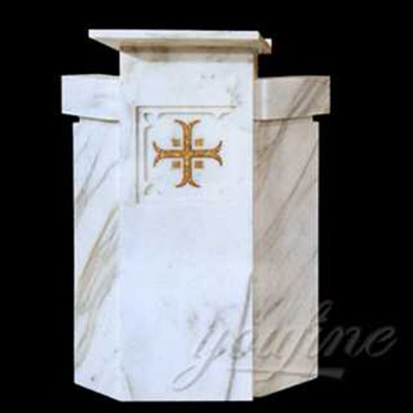 Hand Carved Modern Church Pulpit Design in Natural White Marble