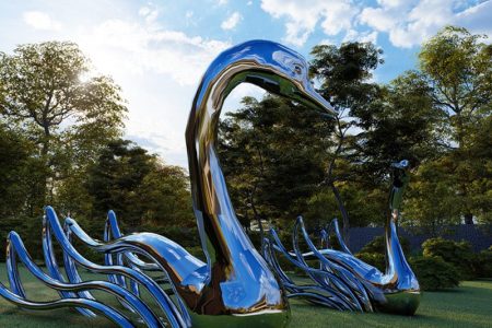 Large Metal Swan Sculpture Modern Decor for Sale CSS-900
