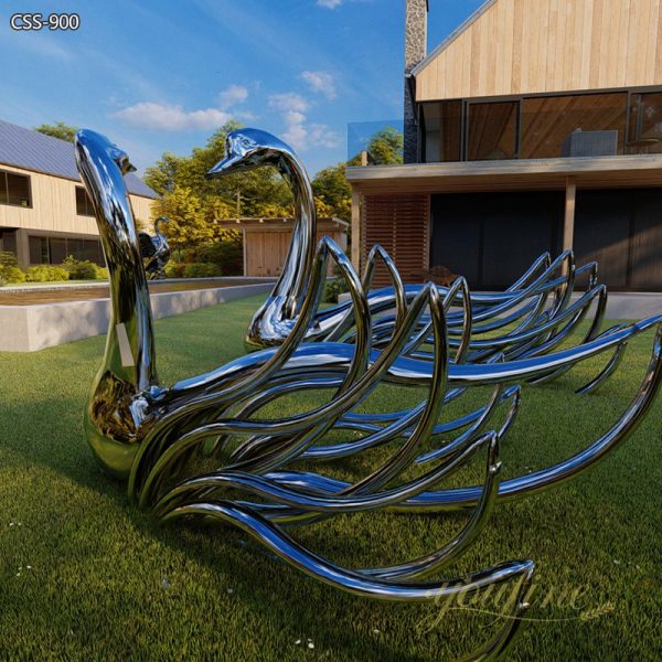 Large Metal Swan Sculpture Modern Decor