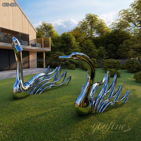 Large Metal Swan Sculpture Modern Decor