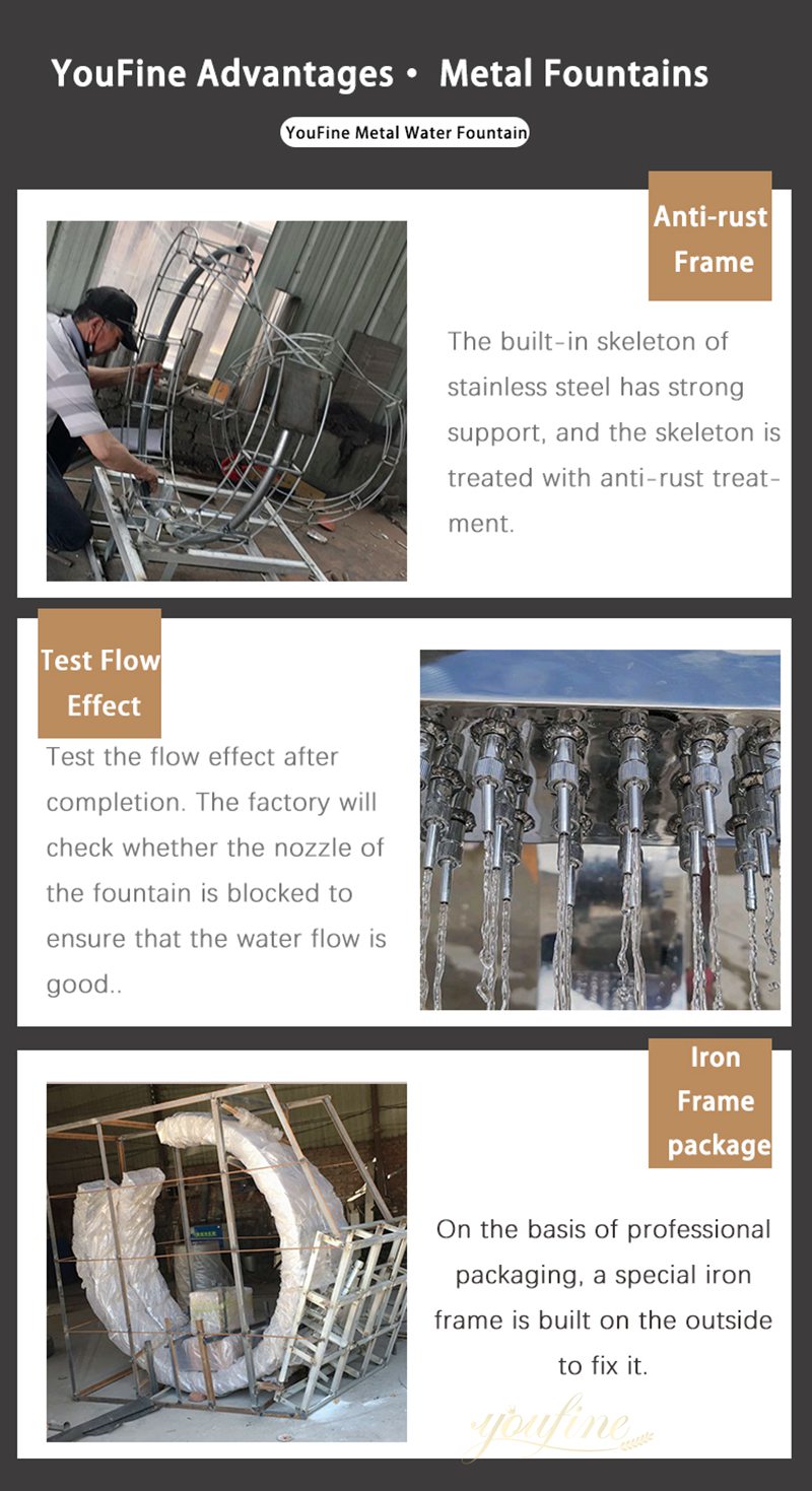 Large Modern Metal Water Fountain Outdoor Garden Art Sculpture for Sale