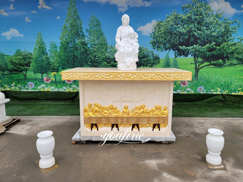 Marble Altar Table with last supper relief