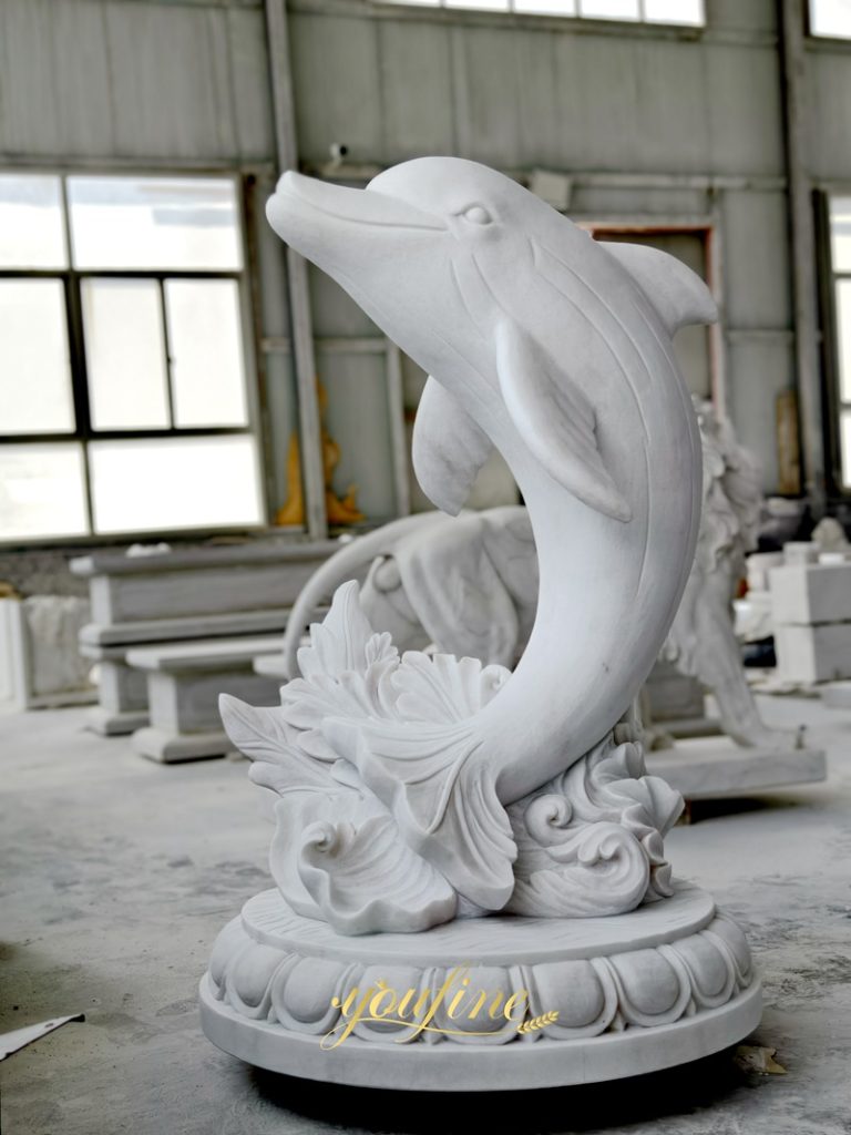 Outdoor Marble Dolphin Statue Pool Decoration for Sale