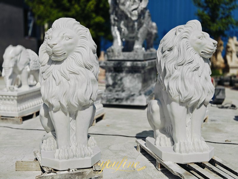 Marble lion statues 4