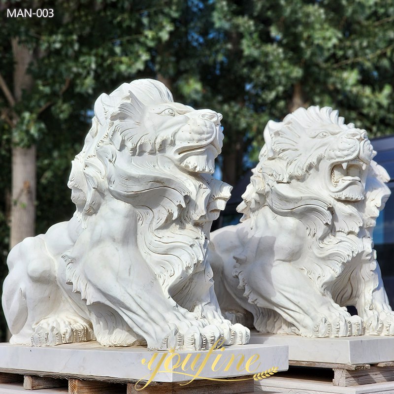 Marble lion statues