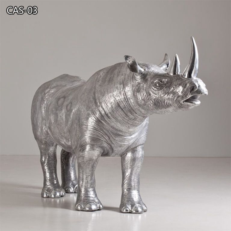 Metal Kərgədan Heykəli Müasir Döküm Alüminium Sənəti CAS-03