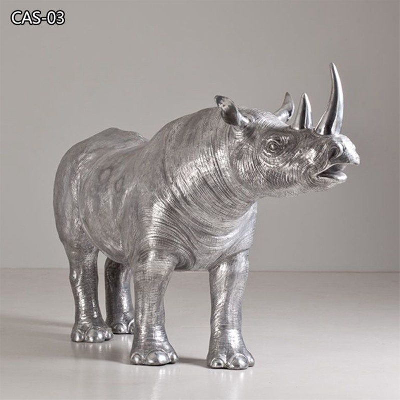 Metal Rhino Sculpture Modern Cast Aluminum Art  CAS-03