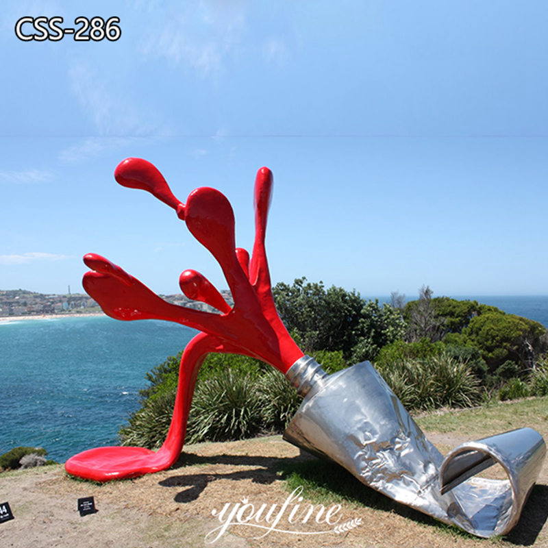 Outdoor Metal Red Toothpaste Sculpture Seaside Decor Factory Supply CSS-286