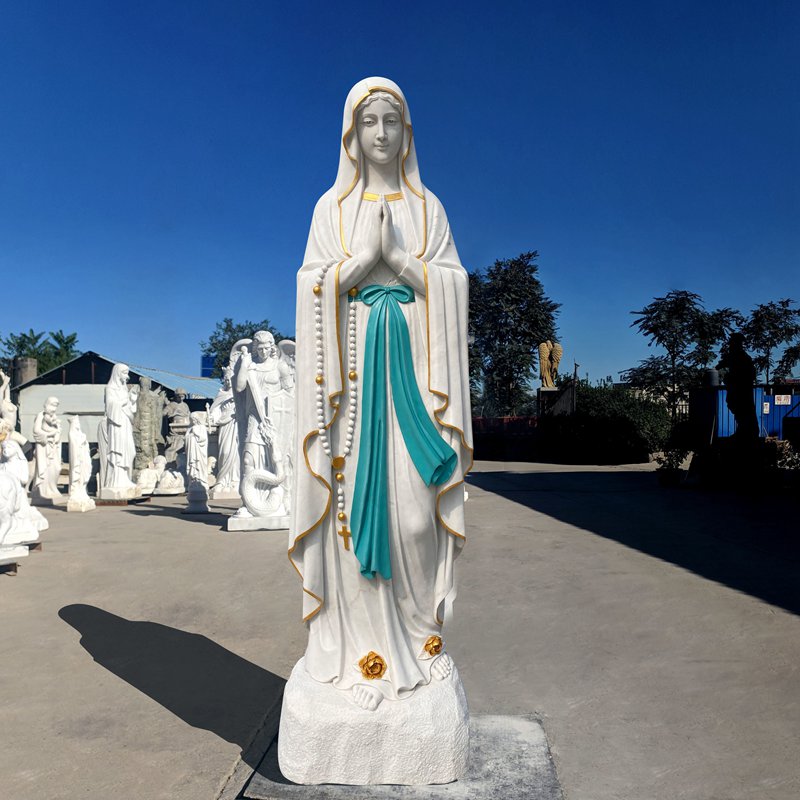 Painted Marble Our Lady of Lourdes Statue