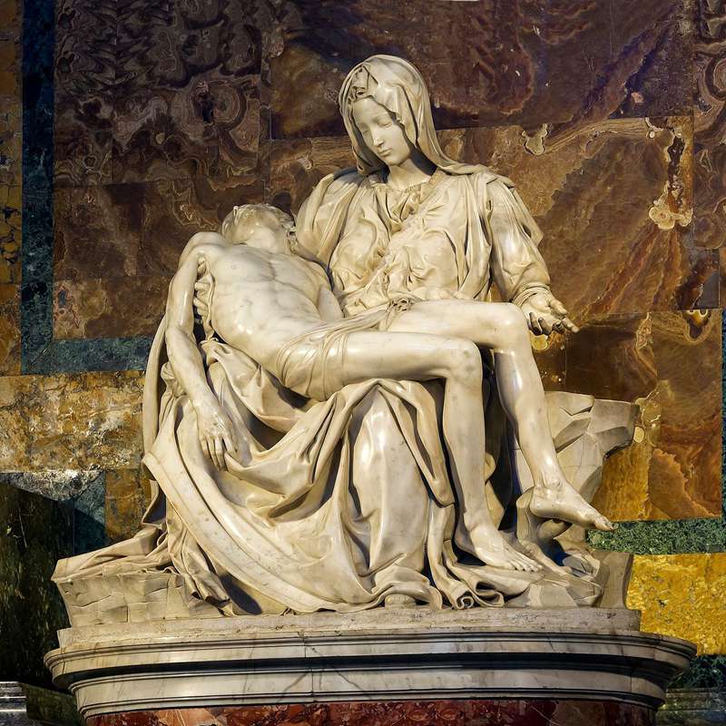 Religious Pieta Statue Michelangelo Church Decor