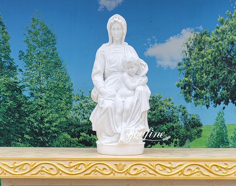 Virgin mary and jesus marble statue