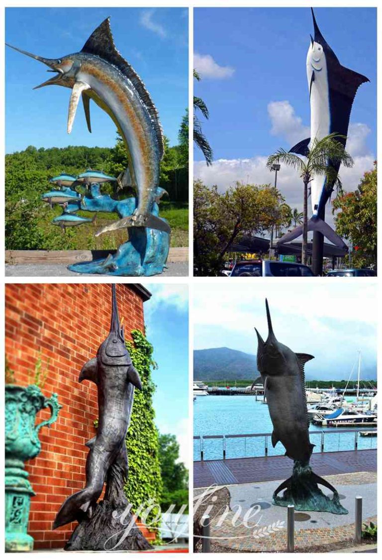 Bronze Large Black Marlin Fish Statue Cairns Outdoor Art Decoration BOK1356 YouFine Sculpture