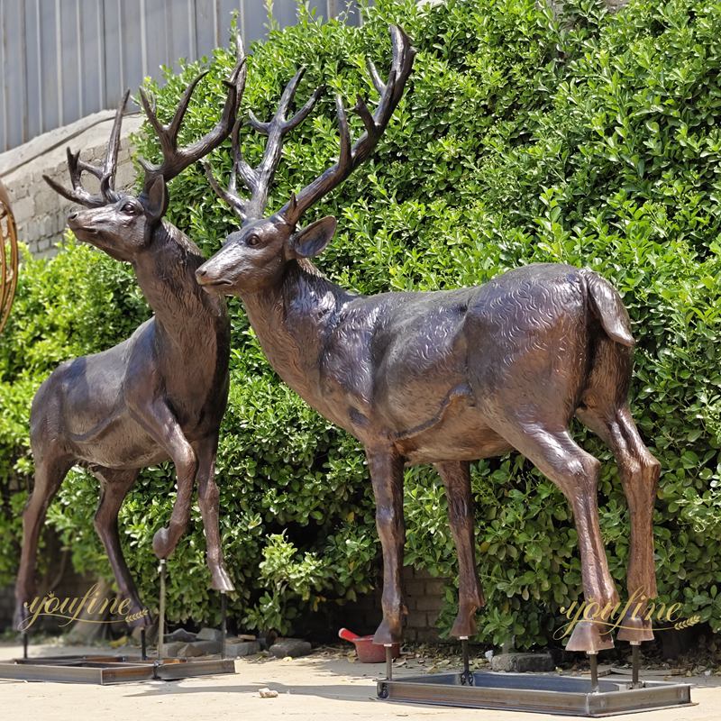 bronze lifesize yard deer statues