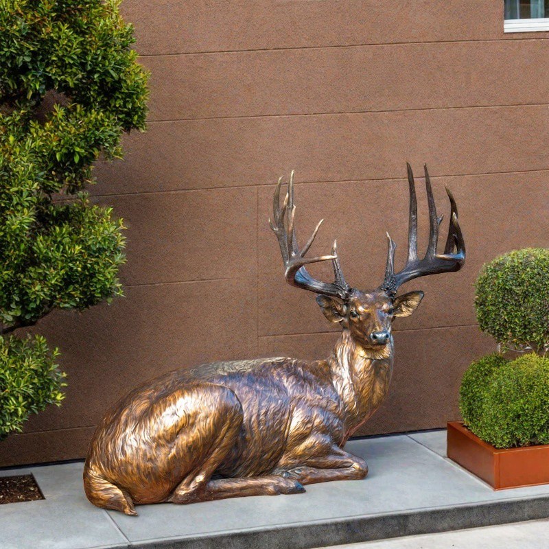 bronze whitetail deer statue