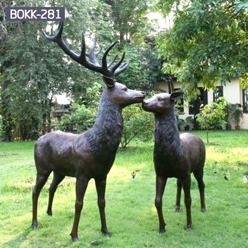 Life Size Bronze Yard Deer Statues BOKK-281