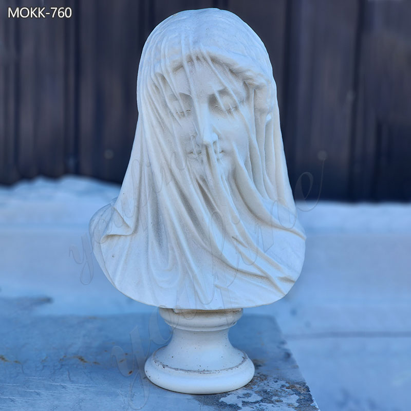 Carrara-Marble-Veiled-Virgin-Bust-Statue-for-Sale