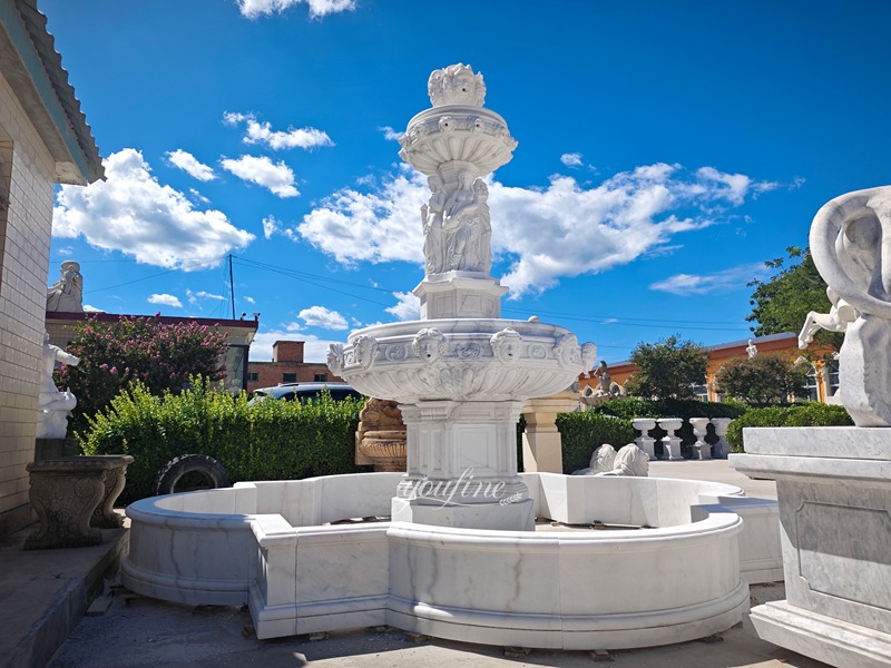 marble Constellation Relief and Woman Sculpture Fountain