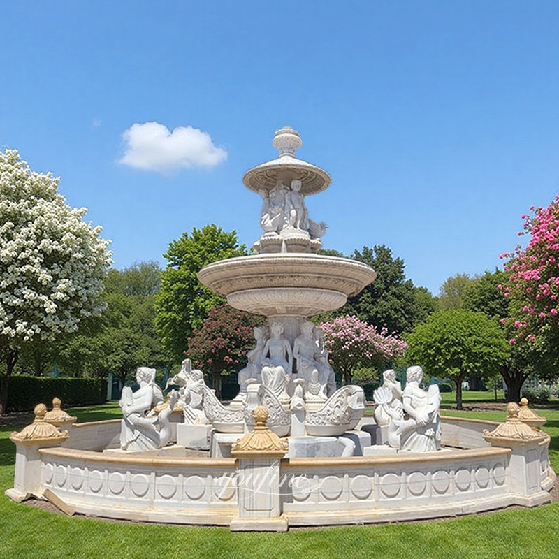 white Female statue Marble Fountain