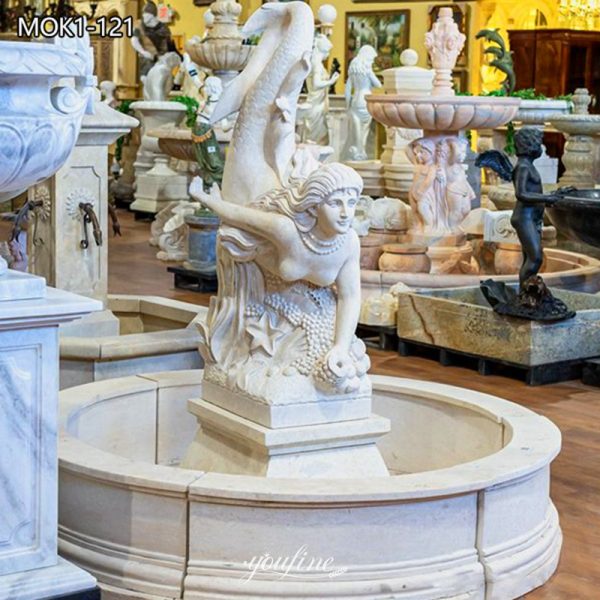 Fine Carved Marble Mermaid Outdoor Fountain Manufacturer MOK1-121