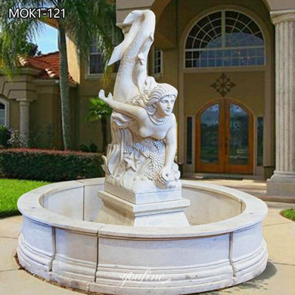 Fine Carved Marble Mermaid Outdoor Fountain Manufacturer MOK1-121