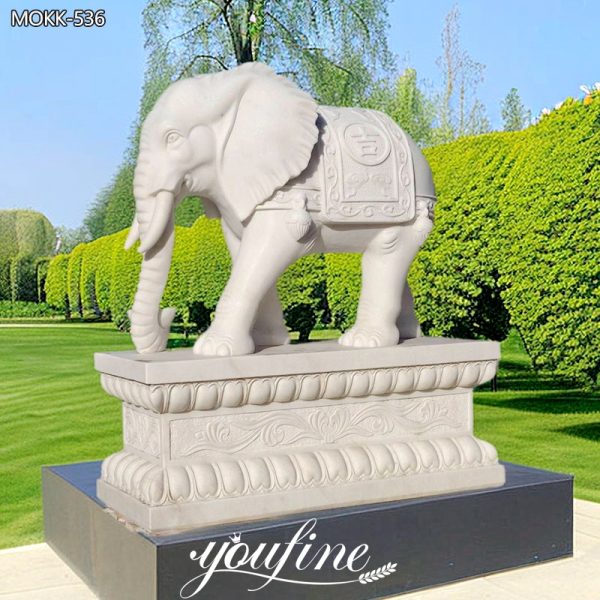 Large-Hand-Carved-White-Marble-Elephant-Statue