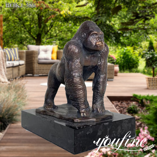 Life Size Bronze Alpha Male Gorilla Sculpture BOK1-386