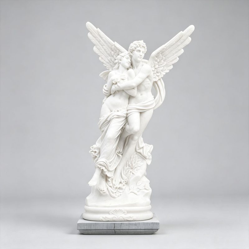 Marble Cupid and Psyche Sculpture