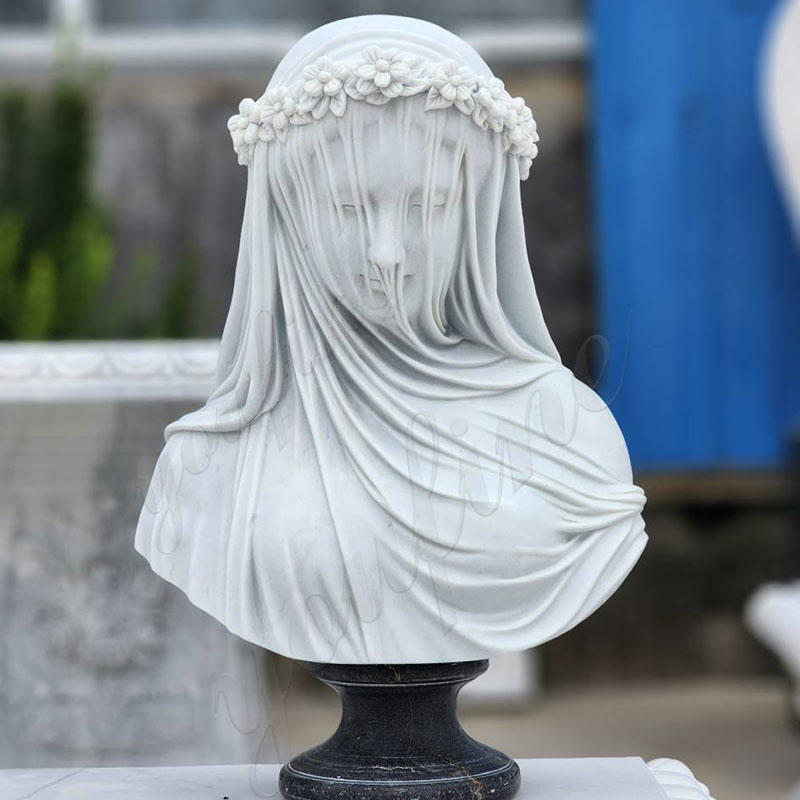 Marble-Veiled-Virgin-Bust-Statue-for-Sale