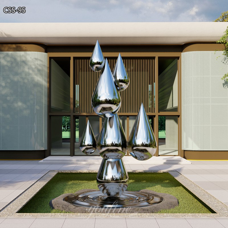 Popular Mirror Polished Stainless Steel Water Drop Sculpture 