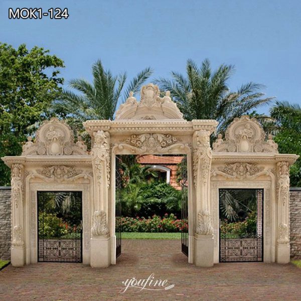 Pure Hand-carved Luxury Arch Marble Doorway Decor MOK1-124