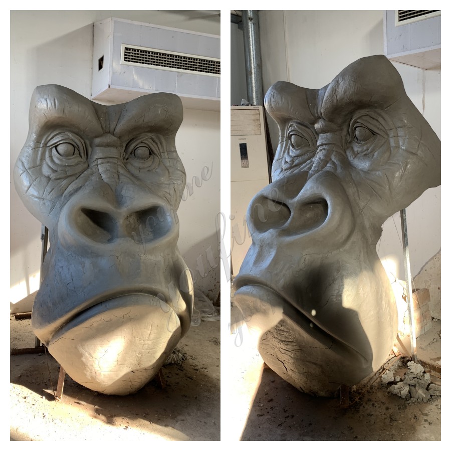 The clay mold of Famous Street Abstract Bronze Monkey Gorilla Face Sculpture