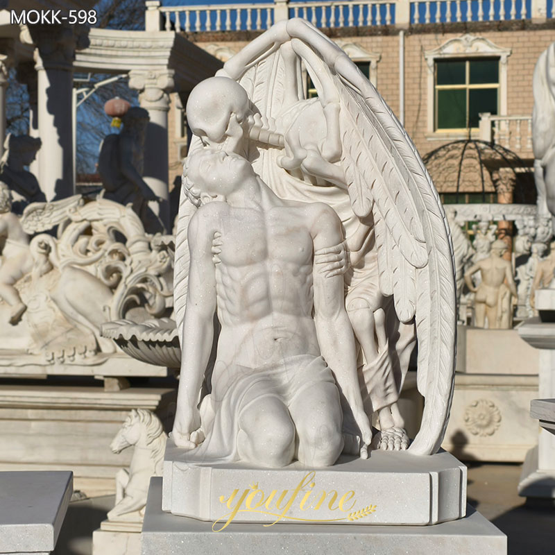Hand Carved White Marble The Kiss of Death Statue for Sale MOKK-598