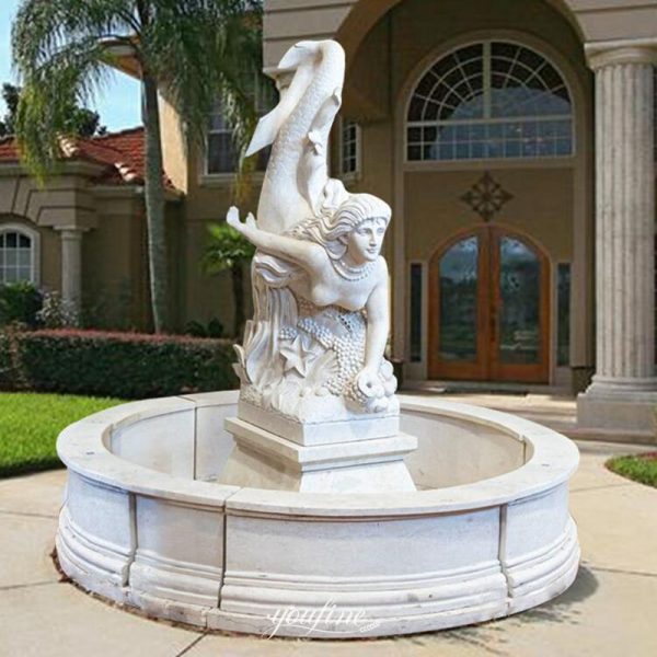 Fine Carved Marble Mermaid Outdoor Fountain Manufacturer MOK1121
