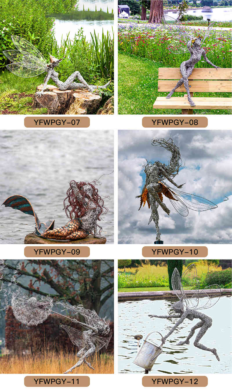 wire fairies dancing with dandelions - YouFine Sculpture