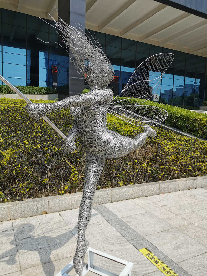 wire fairies dancing with dandelions - YouFine Sculpture