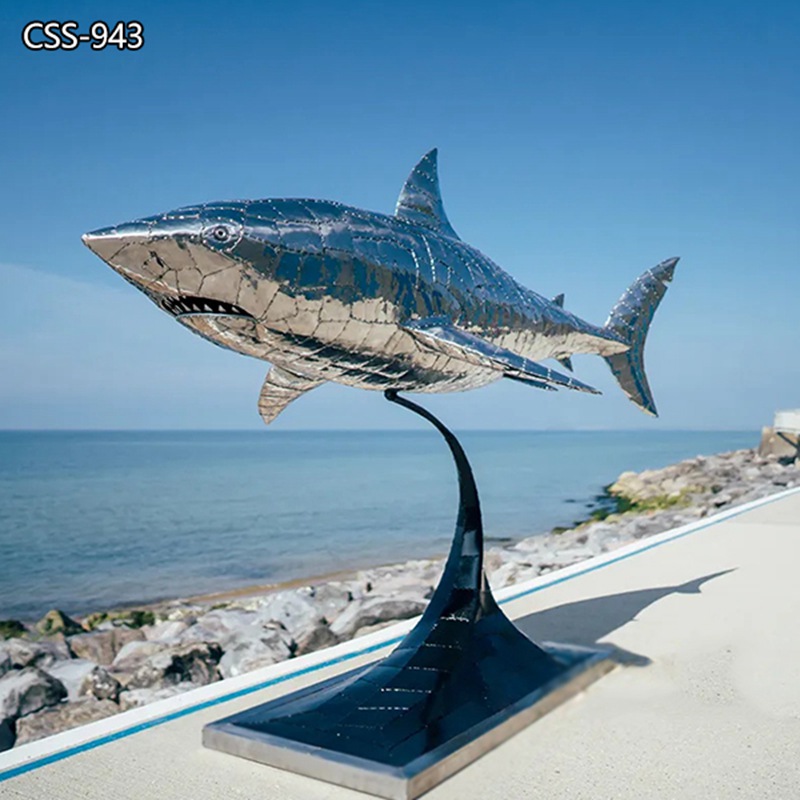 Large Metal Great White Shark Sculpture Modern Art Design BOK1-402