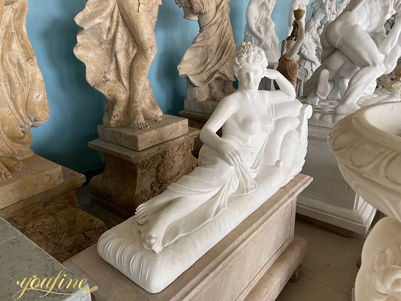 Life Size Marble Woman Lying Sculpture