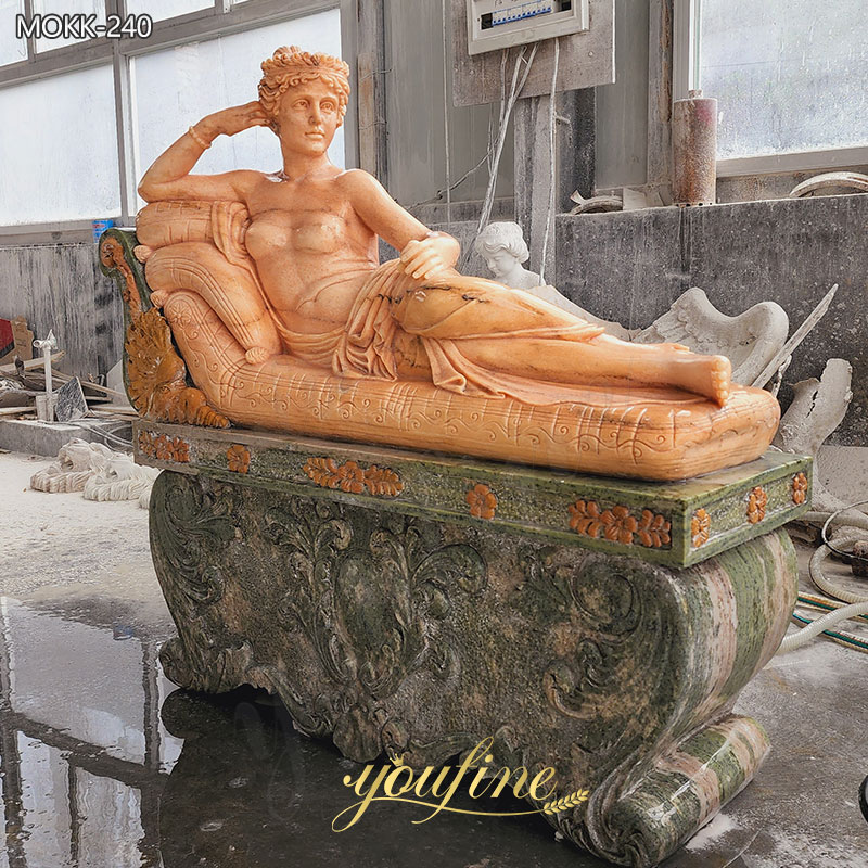 Life Size red Marble Woman Lying Sculptures Paolina Bonaparte