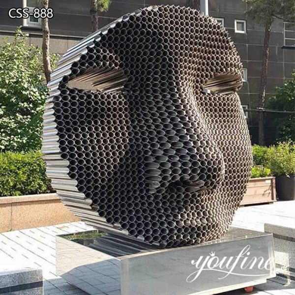 Modern Stainless Steel Pipes Figurative Faces Sculpture CSS-888