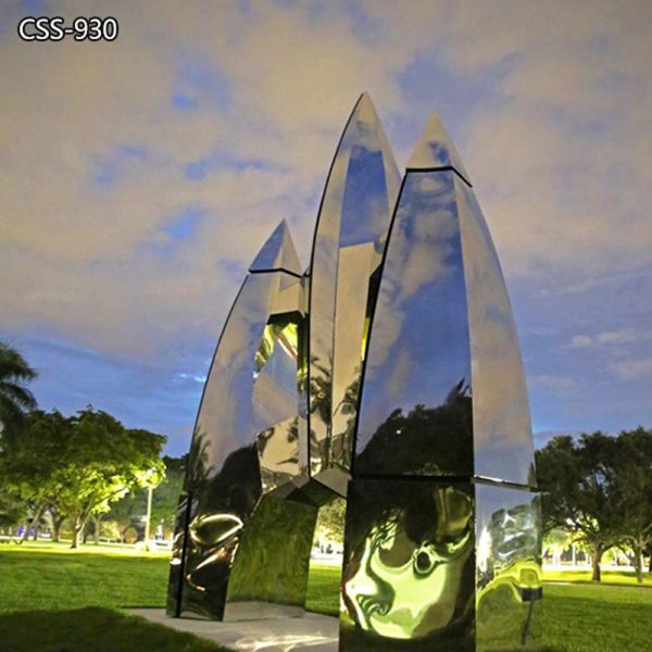 Polished Modern Stainless Steel Rocket Sculpture Public Architecture