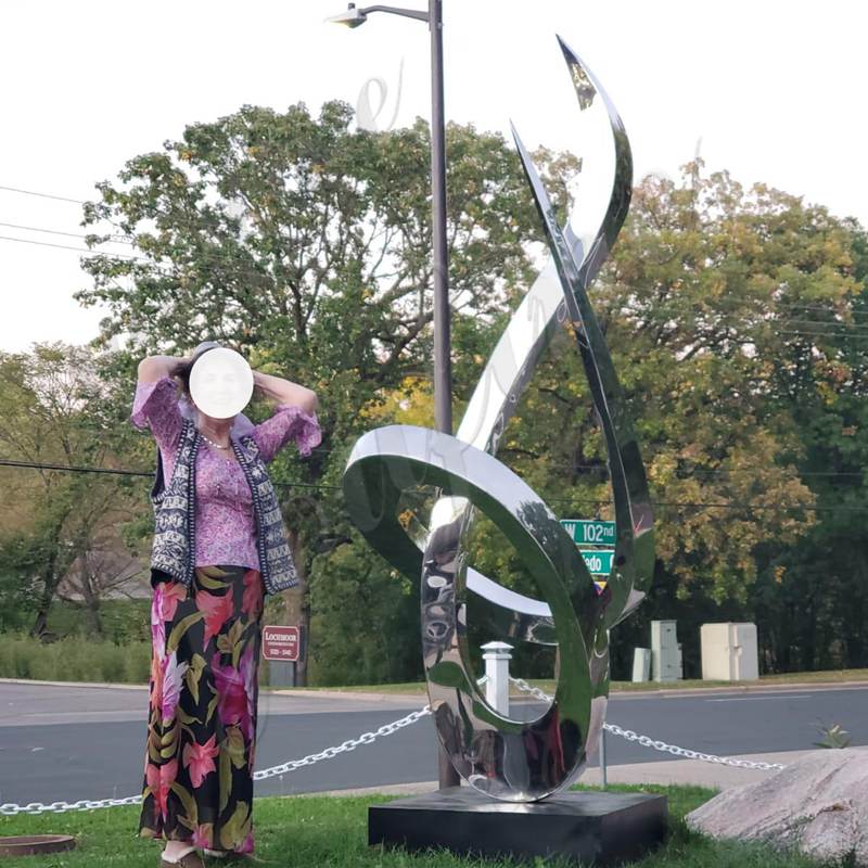 Popular Modern Style Mirror Polished Stainless Steel Sculpture Outdoor Garden Decor for Sale CSS-14