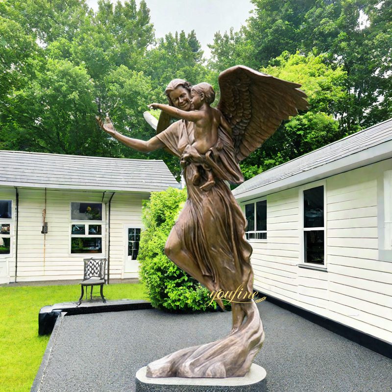 bronze angel sculpture with baby for home