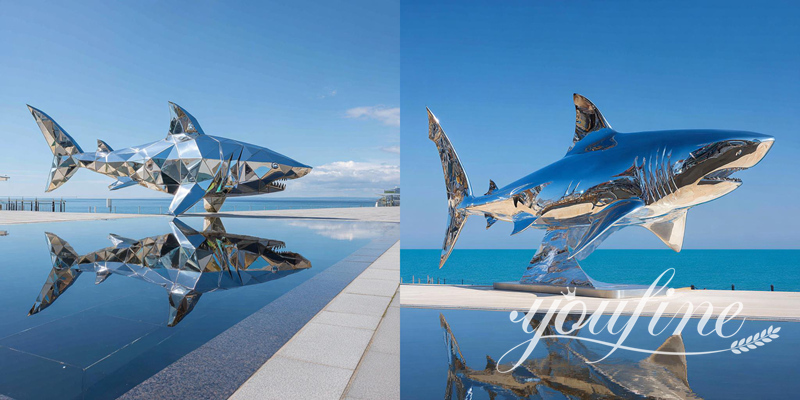 geometric shark sculpture Vs weldless shark sculpture