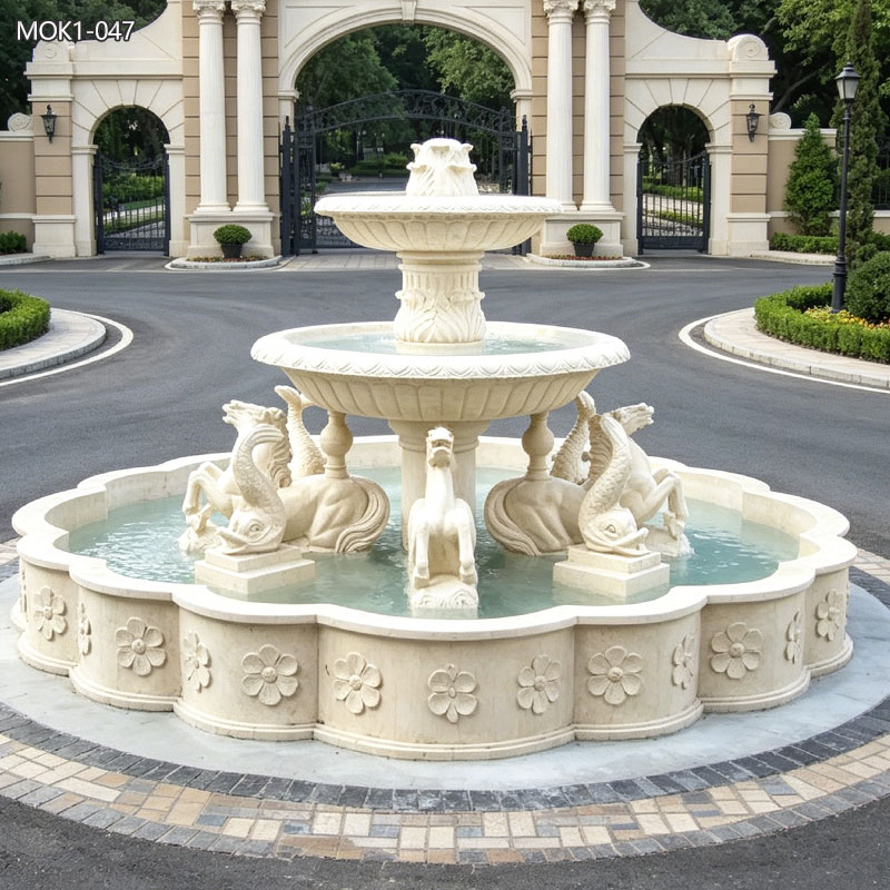 large horse and fish fountain
