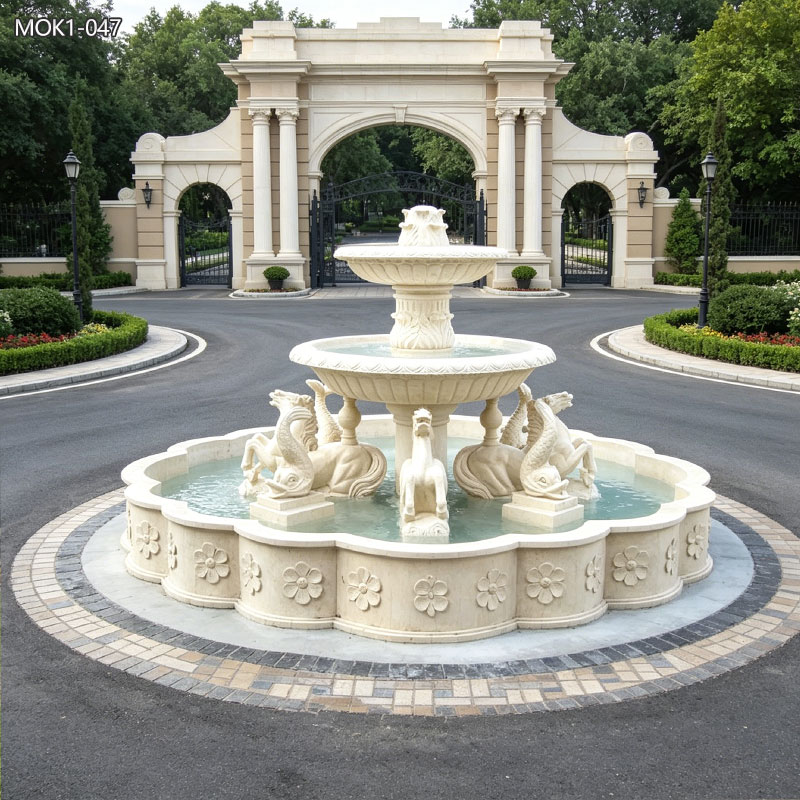 Marble Horse and Fish Fountain MOK1-047