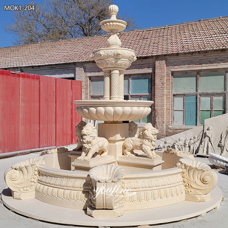 marble outdoor lion water fountain