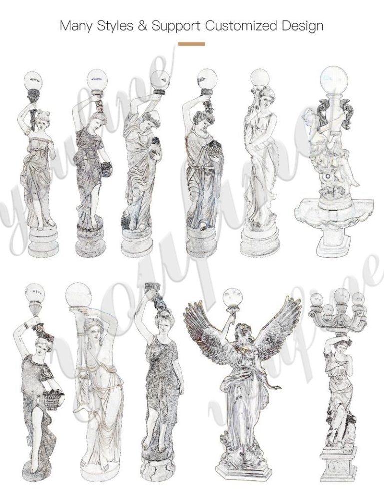 Greek Style Marble Female Lamp Statue for Outdoor MOK1070 YouFine