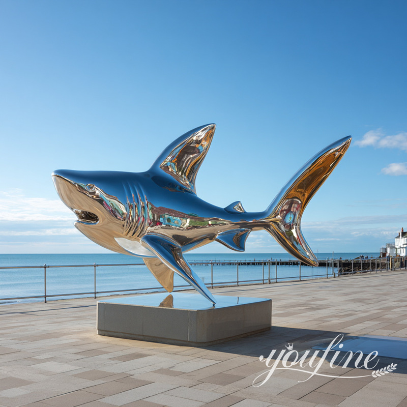 outdoor decorative metal shark sculpture