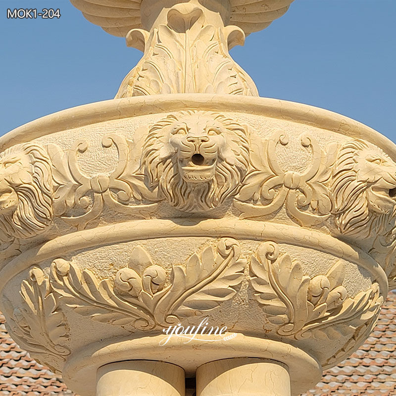 outdoor lion water fountain detail